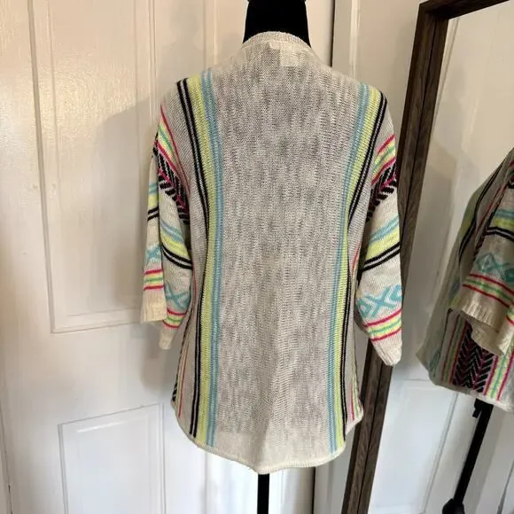 Love on a Hanger Open Cardigan Ivory Neon Women's Size Medium - Picture 3 of 4